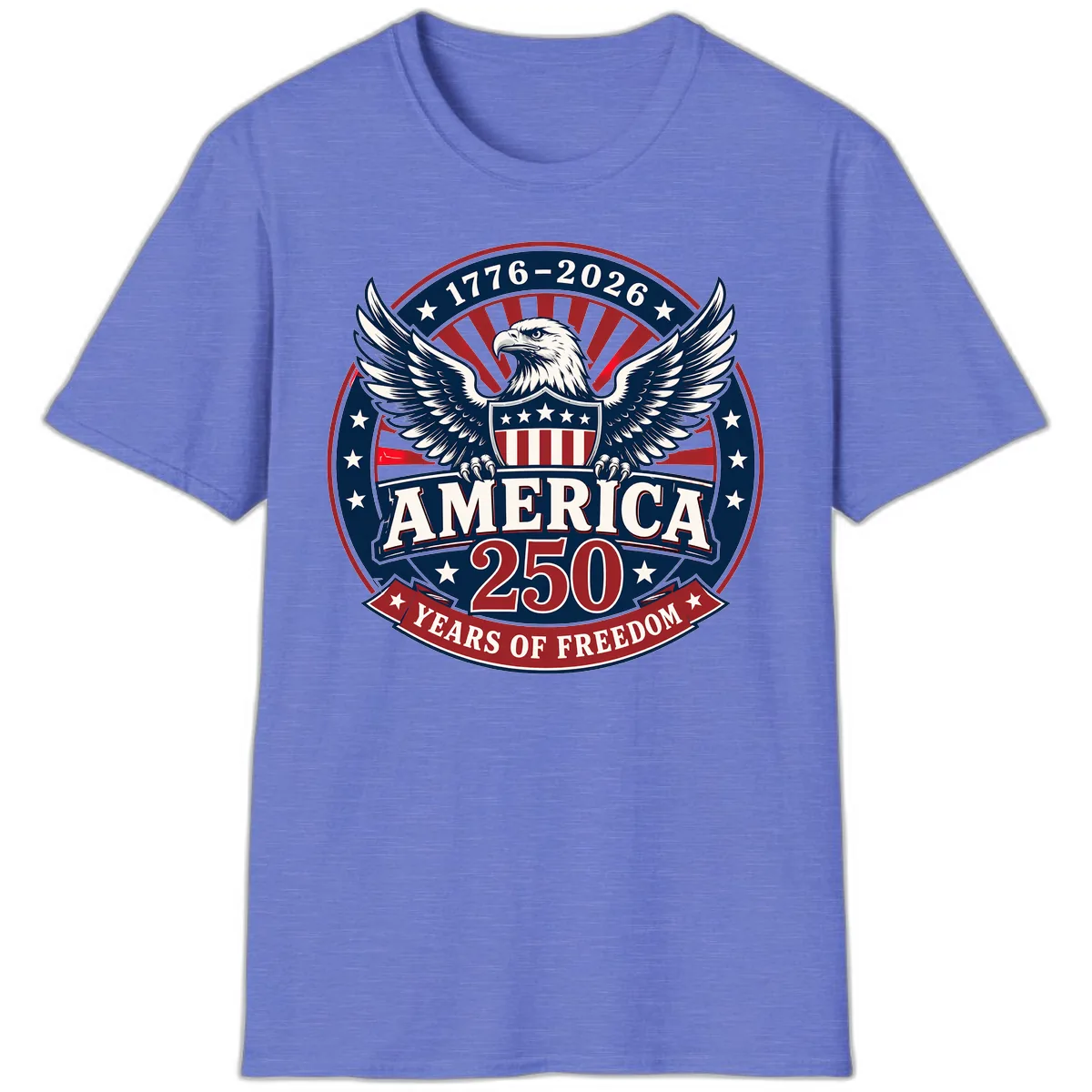 America 250 Years Of Freedom Celebration T-Shirt in Heather Royal